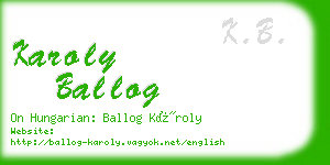 karoly ballog business card